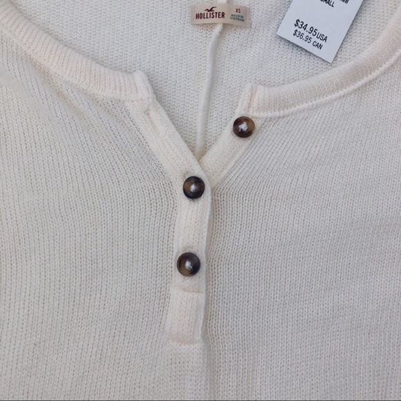 Hollister lace trim cream sweater - Picture 4 of 7